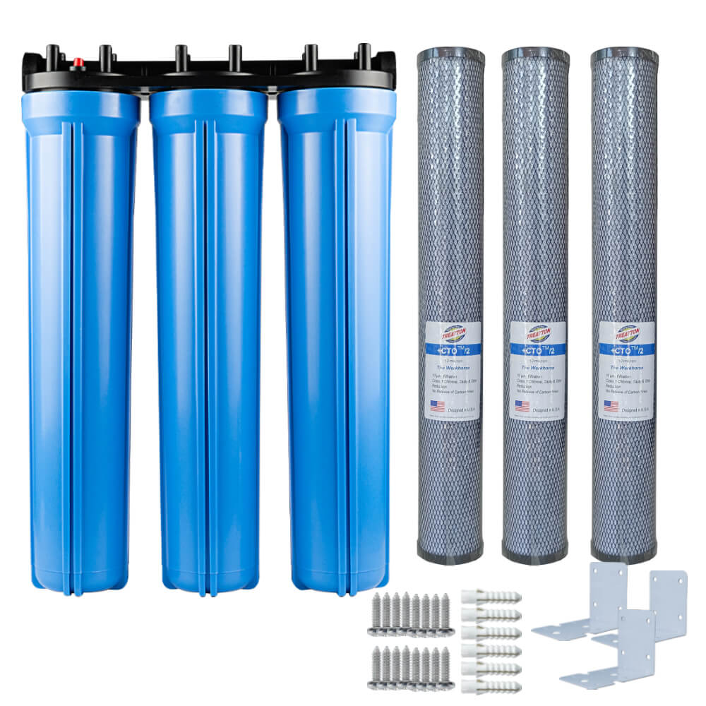 เครื่องกรองน้ำ 3 ขั้นตอน UNI PURE รุ่น UB-302 ขนาด 20 นิ้ว (พร้อมไส้กรอง CTO/CTO/CTO) 